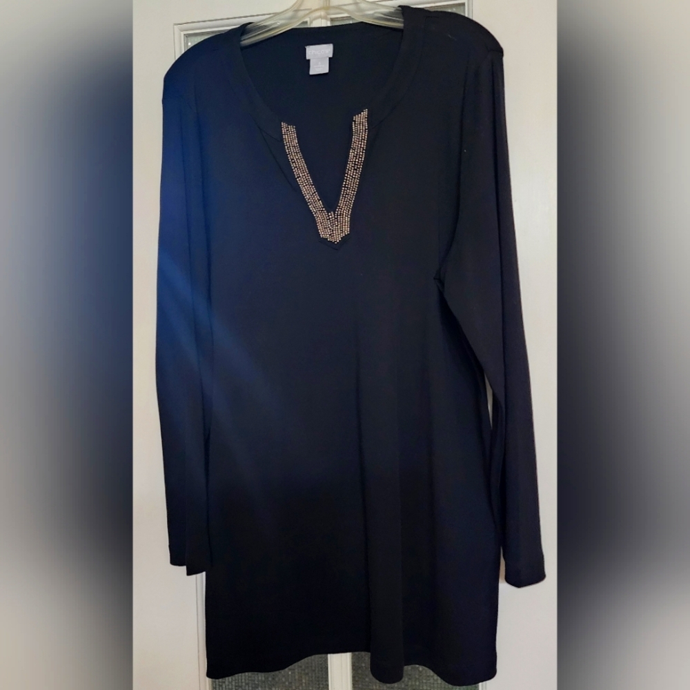 Chico's Elegant Black Long Sleeve Tunic